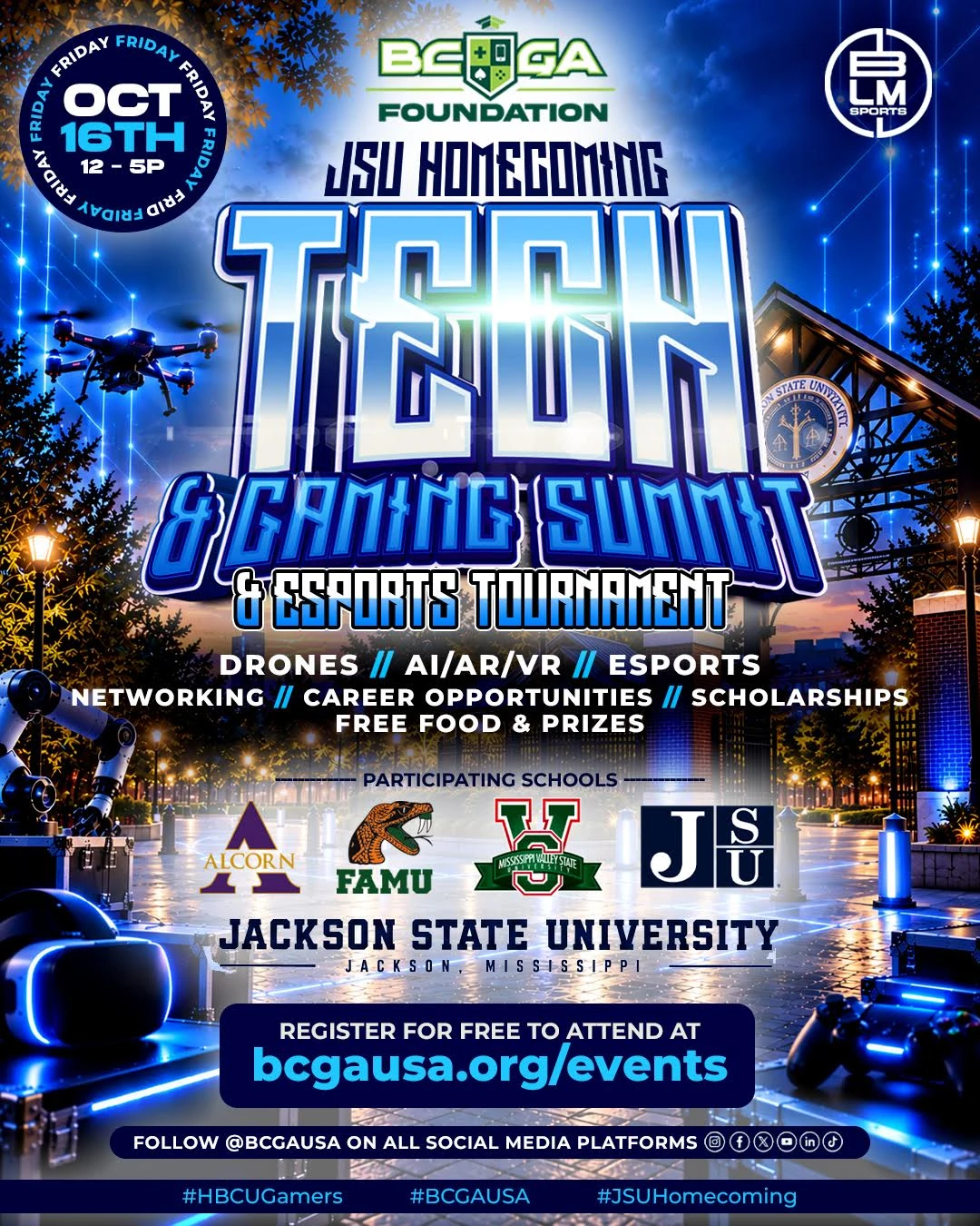 JSU Homecoming Tech & Gaming Summit & Esports Tournament flyer